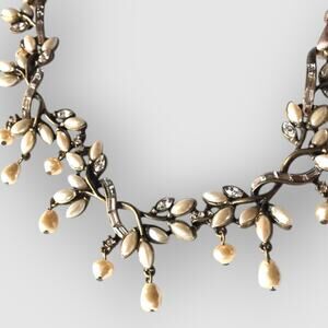 Sweet Romance Signed faux pearl and rhinestone necklace, bridal